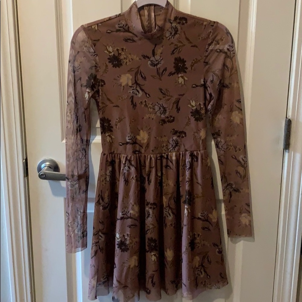 Mock-neck mini dress